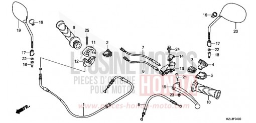 LEVIER DE GUIDON/COMMUTATEUR/CABLE NSC110MPDE de 2014